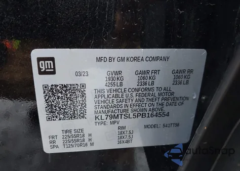 2023 Chevrolet Trailblazer Fwd Rs from USA, damaged, VIN KL79MTSL5PB164554